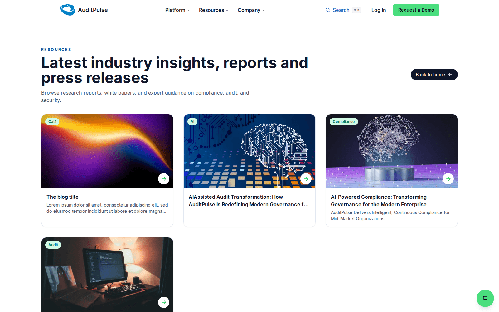 The blog — content managed through the companion CMS dashboard
